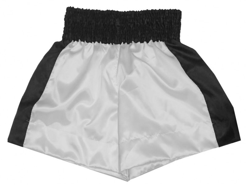 Old School Boxing Shorts, Boxing Trunks : KNBSH-301-Classic-White